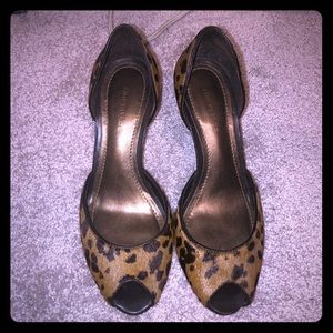 Ann Taylor Cheetah Pony Hair Peep Toe 6M